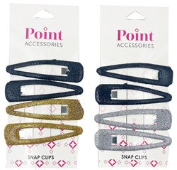 SNAP CLIP GLITTER BLACK GOLD SILVER