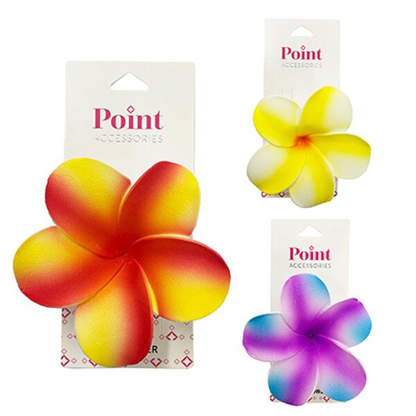 Hair Flower Frangipani With 2 Colour Detail 8cm Point Accessories